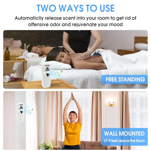Automatic Air Freshener Spray Dispenser, Custom Timing (Day/Night/24H, 5/10/15/30 min interval), Wall Mounted/Free Standing, Home& Commercial, Glade& Airwick Refill Can, 2 D batteries, Milas-D