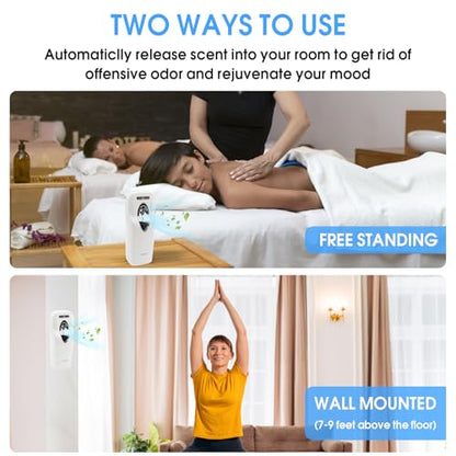 Automatic Air Freshener Spray Dispenser, Custom Timing (Day/Night/24H, 5/10/15/30 min interval), Wall Mounted/Free Standing, Home& Commercial, Glade& Airwick Refill Can, 2 D batteries, Milas-D