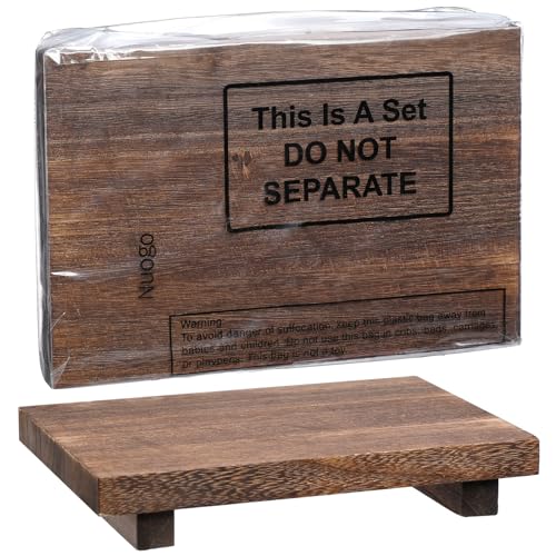 Nuogo Wood Riser Tray Soap, Stand Soap Tray for Kitchen Sink, Wood Pedestal for Kitchen Counter Sink Stand Decorative Rustic Bathroom Dishes Plant Bottles Candles Display(9 x 6 Inch,Brown)
