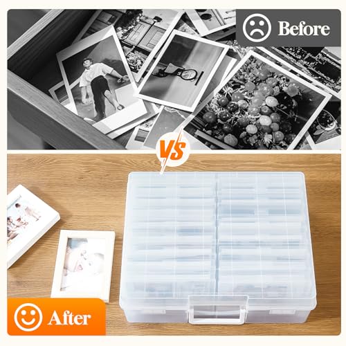 4x6 Photo Storage Box, 18 pcs Inner Photo Case wit... (Clear | Polypropylene)
