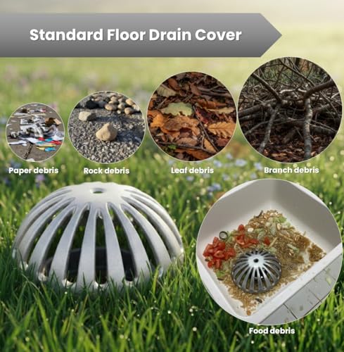 Leyso Heavy Duty Aluminum Dome Floor Drain Cover and Drain Strainer, Removable Outdoor Drain Cover, Dome Strainer for Restaurant, Home, Garden, Roof Top 5-1/4" Diameter x 2-1/4"H (1 PCS)