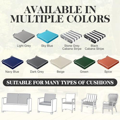 Leinuosen 4 Pcs Patio Chair Cushion Covers, 19" x 19" x 3",Black Stripe