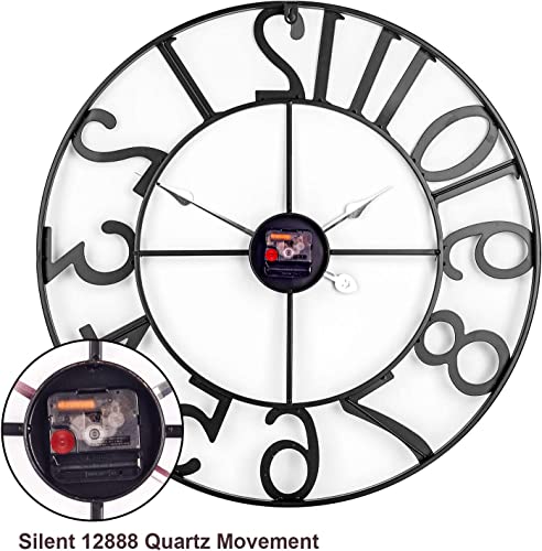 30 in Extra Large Outdoor Clock – Waterproof Outdoor Indoor Wall Clock for Patio/Pool Area – Farmhouse Decorative Outdoor Clocks Sient Battery Operated – Vintage Outside Clock for Garden, Backyard