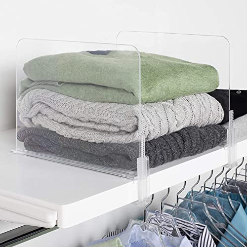 Homewares Acrylic Shelf Dividers - Purse, Sweaters... (4 Count | Clear | Acrylic)