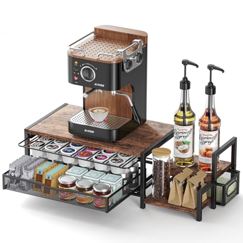 Coffee Bar Organizer for Countertop, Hold up 48 Po... (Brown)