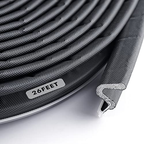 BBTO Weather Stripping Door Seal Exterior Weather Strip for Window V-Shaped Foam Kerf Garage Door Gap Blocker Soundproof Home Improvement Easy to Install(26 Feet,Black)