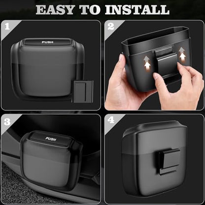 2 Pack Car Trash Can with Lid, Built-in Storage Garbage Bag, Black | Leakproof Car Door Trash Can with Hook, 60pcs Trash Bags, Mini Automotive Garbage Bin for Vehicle, Office, Home