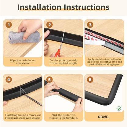 Corner Protector Baby, Baby Proofing Edge Corner Protector, Soft Foam White | Waterproof Foam Cushion with Adhesive Tape ,Corner Protector for Fireplace, Table, Stair, Cabinet (6.6ft Edge + 4 Corners)