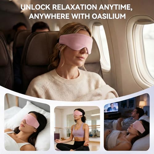 Lyocell Weighted Sleep Eye Mask for Women Men, 5.3oz & 7oz, Removable Washable Weighted Bag, Light Blocking Eye Cover, Soft Eye Shade for Travel Essentials, Office Naps, Gift,Pink