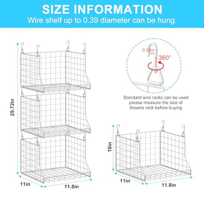 3-Tier Foldable Laundry Basket Organizer with Rotating Hooks(no wire shelf) | Space-Saving Over Washer and Dryer Shelf for Laundry Room Organization and Storage, Durable Wire Shelving Unit, White