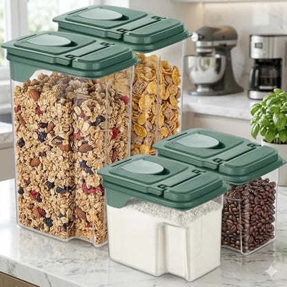 Tribello Food Storage Dispenser with Pour Spout Lid – Pantry Bin – Clear Slim Food Storage Container for Rice, Sugar, Cereal – BPA Free - Kitchen Organization (Large 3.8 Quarts - 2 Pack)