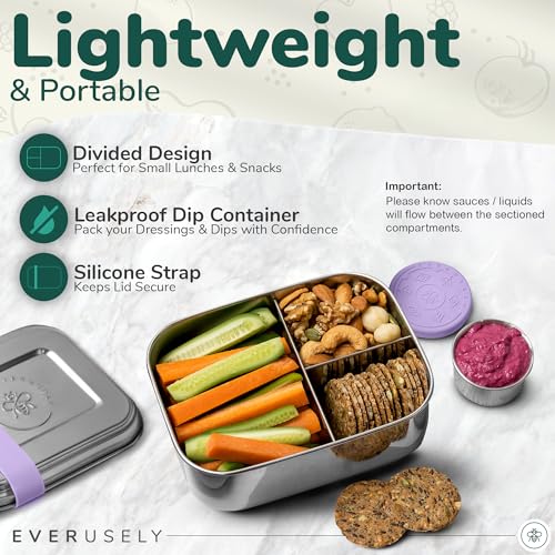 Stainless Steel Bento Box + Condiment Container -... (Lavender)