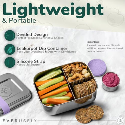 Stainless Steel Bento Box + Condiment Container -... (Lavender)