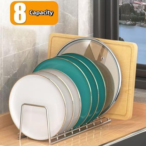 Dish Rack Plates Holder 2 Pack set, Plate organize... (Green, White | Stainless Steel)