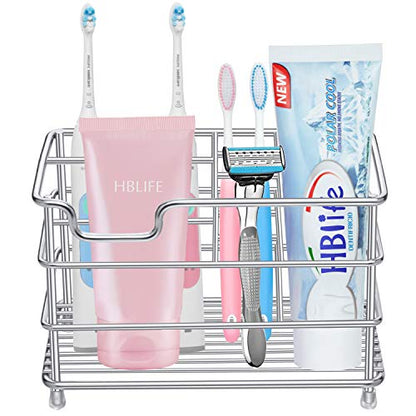 HBlife Large Electric Toothbrush Holder for Bathroom, Silver Stainless Steel Bathroom Accessories Organizer for Small Spaces