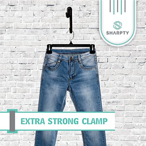 Pant & Skirt Hangers - Closet Hangers for Shorts, Shirts, Jeans, Dresses, Slacks, Coats, Clothes, Clothing, Garments & More - Durable, Space Saving & Non-Slip, Black - 10 Pack