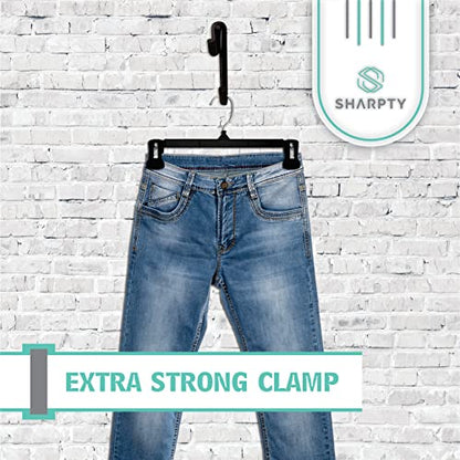 Pant & Skirt Hangers - Closet Hangers for Shorts, Shirts, Jeans, Dresses, Slacks, Coats, Clothes, Clothing, Garments & More - Durable, Space Saving & Non-Slip, Black - 10 Pack