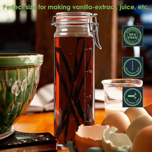 Glass Jars with Airtight Lid, Glass Bottles for Vanilla Extract, 20 oz