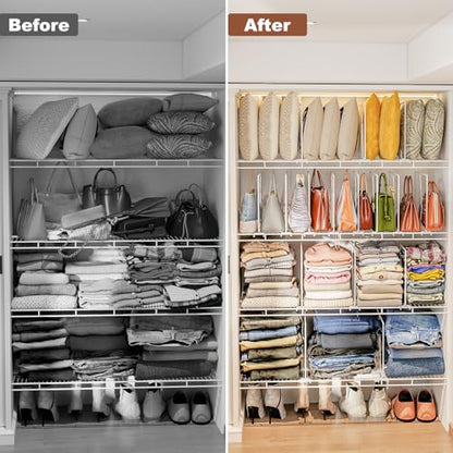 Wire Shelf Dividers for Closet: Tall 10.6in x Deep 12in, 8 Pack | Wire Shelves Organizer for Closet - Adjustable Purse Organizer for Clothes, Sweater, Towels Jeans - Metal Pantry Separators
