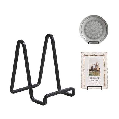 Plate Holder Easel Display Stand - 4.5 inch Metal Plate Stands for Display - Tabletop Picture Stand - Black Iron Easels for Display Pictures | Photo Frames | Book | Decorative Plates | Plaque - 4 Pack
