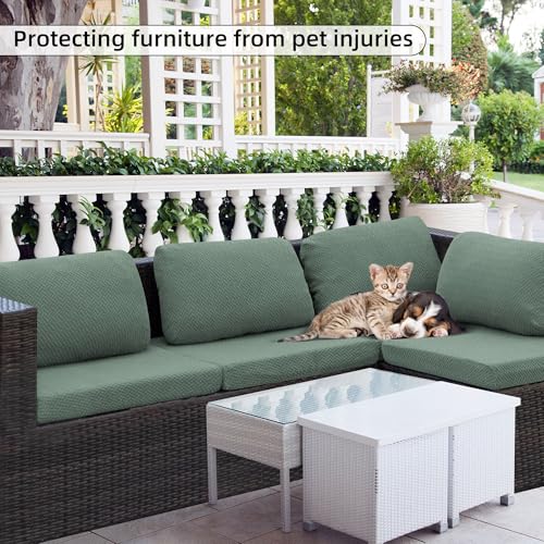8PCS Patio Cushion Covers.Patio Furniture Couch SeatSlipcovers | Washable Fumiture Protector, Replacement for Sofa SectionalChair Elastic-Bottomed Sofa Chair Cover