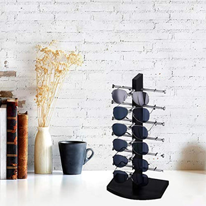 Polmart Sunglass / Eyewears Display Stand, Black (Single-Tower, 6-Pair Capacity)