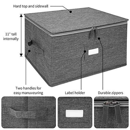Stemware Storage Cases, Wine Glass Storage Box Containers for Crystal | Glassware Storage Containers Holds 12 Red or White Wine Glasses, Hard Top and Sides (Grey)