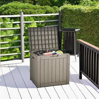 YITAHOME 31 Gallon Outdoor Storage Deck Box | Waterproof Resin Package Delivery and Storage Box with Lockable Lid for Patio Furniture Cushions, Pool Accessories, Garden