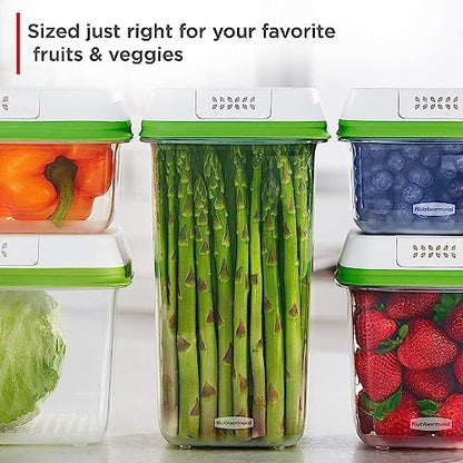 Rubbermaid FreshWorks Produce Saver, Medium and Large Storage Containers, With Lids, 8-Piece Set
