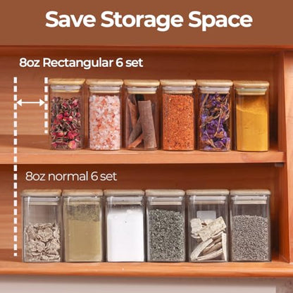 ComSaf Spice Jars 8oz Set of 6, Small Seasoning Containers with 9 Labels