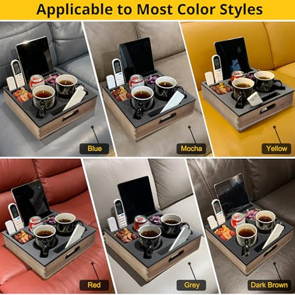 Couch Cup Holder - Waterproof Silicone Sofa Caddy, Couch Tray Black | Couch drink holder for snacks, beverage, remote; couch and bed cup holder pillow, couch armrest table console caddy cupholder