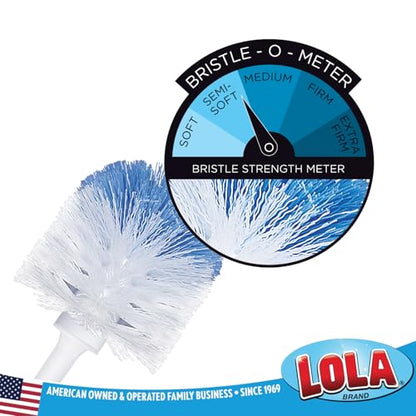LOLA Classic Toilet Brush, 2 Pack, Durable Fiber Stiff Bristles, Compact Size, Non-Scratch, Long-Lasting