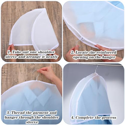 Shoulder Covers for Hanging Clothes, 15 Pack Clear Shoulder Cover Breathable Garment Dust Covers Protectors 2" Gusset for Suit, Coats, Jackets, Dress, Closet Storage, 24'' x 12" x 2"