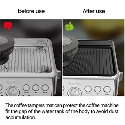 Tamping Mat for Breville 870/880, Espresso Tamper Mat, Food Grade Silicone Non-Slip, 11in x 9.25in, Waterproof Heat Resistant, Espresso Tamping Station for Espresso Machine Barista Accessories (Black)