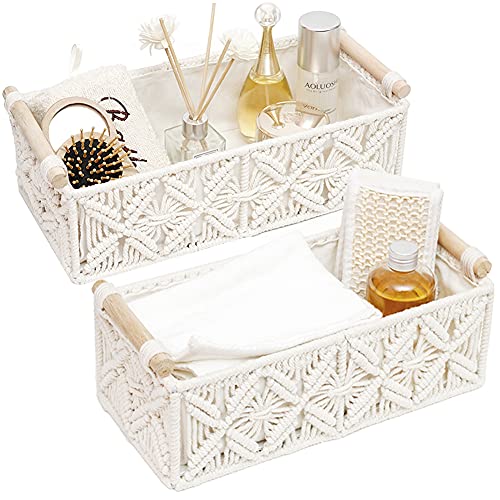 Boho Decor Basket for Toilelt Paper Storage Bathro... (white | Cotton)