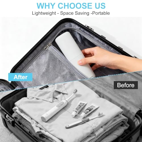 Travel Toothbrush and Toothpaste Case, 2 in 1 Gray Toothbrush Holder and Rinse Cup, Large Capacity Toothbrush Cup with Cover, Portable Toothbrush Holder for Traveling, Camping, Trip - 2PCS
