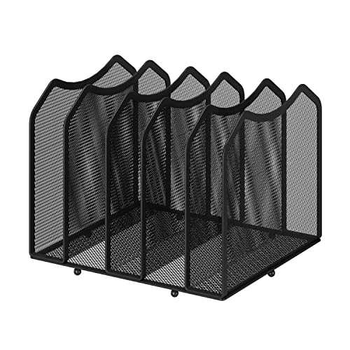 5-Section Vertical File Organizer, Black (5 Section-Black | Metal)