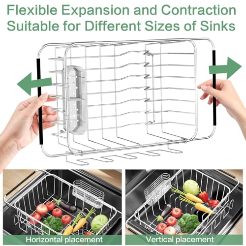 Small Dish Drying Rack in Sink, Extendable Stainle... (Stainless Steel)