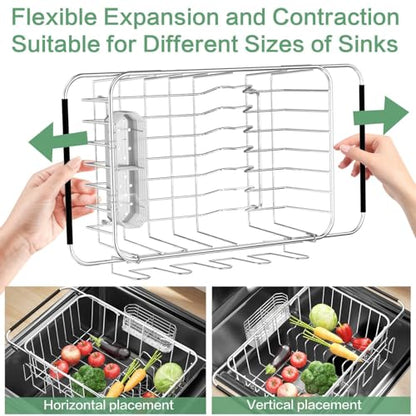 Small Dish Drying Rack in Sink, Extendable Stainle... (Stainless Steel)