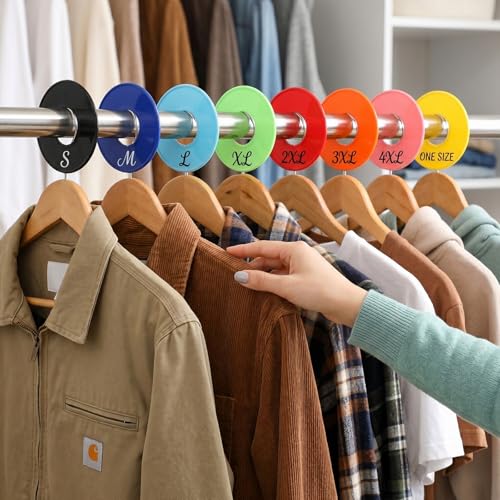 ZOOFOX 80 Pieces Closet Dividers for Hanging Clothes, Colored Clothing Rack Dividers, Round Closet Separator for Home or Clothing Store