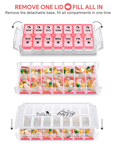 Weekly Pill Organizer 7 Day 2 Times a Day Extra La... (Pink | Plastic)