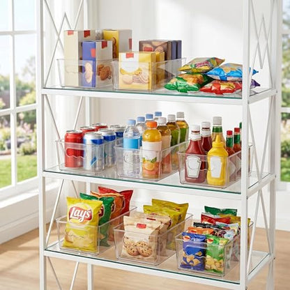 8pcs Clear Storage Bins with Handles (Transparent)