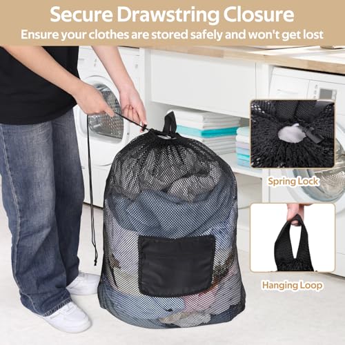 Mesh Laundry Bags 36 x 28 Inch Extra Large Travel... (Black | Polyester)