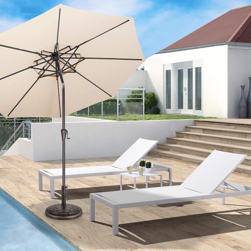 Patio Umbrella Stand - 31 lbs 18.9" Heavy Duty Outdoor Umbrella Base Stand, Market Umbrella Holder for Garden, Backyard, Pool, Beach, No Water or Sand Required, Round Bronze