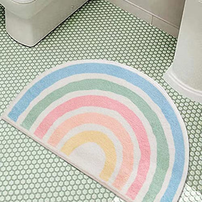 Cute Rainbow Sugar Colors Bathroom Rugs Non-Slip Washable Absorbent Plush Microfiber Floor Doormats Bath Mat Super Soft for Entrance Decoration Indoor Water Absorption (Green, 50 * 80cm)