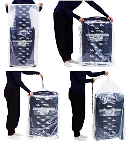 Dust Cover Big Plastic Drawstring Bags Multi-Purpose for Storage and Keeping Luggage, Big Dolls, Blankets, Pillows, Suitcase Good for Household Organizing Reusable Set of 4 bags Size S, M, L, XL