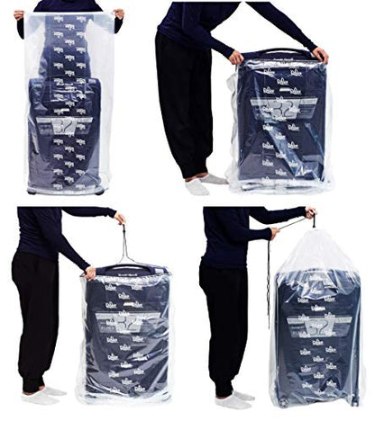 Dust Cover Big Plastic Drawstring Bags Multi-Purpose for Storage and Keeping Luggage, Big Dolls, Blankets, Pillows, Suitcase Good for Household Organizing Reusable Set of 4 bags Size S, M, L, XL