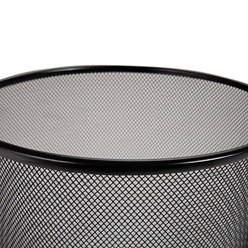 2-Pack 6-Gallon Round Steel Mesh Trash Can, Recycling Wastebasket, Black | Versatile and ventilated bin measures 13.75" high with a 11.5" top diameter
