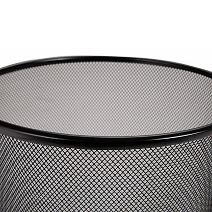 2-Pack 6-Gallon Round Steel Mesh Trash Can, Recycling Wastebasket, Black | Versatile and ventilated bin measures 13.75" high with a 11.5" top diameter