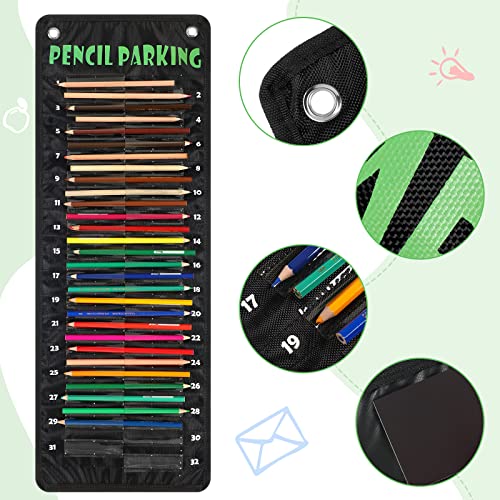 Pencil Parking Pocket for Classroom,Hanging Pencil Holder Wall Organization Numbered pencils Dispenser with Magnetic Strip Grommets for Back to School Student Essentials(Basic)